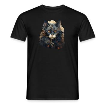 Katze - Männer T-Shirt - Schwarz - Vorne - AI Model Male 178 light (178cm)