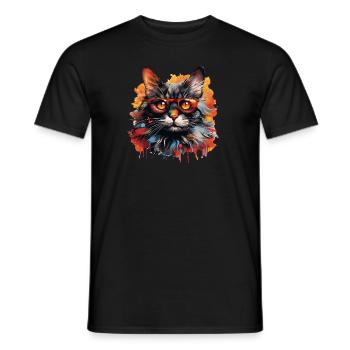 Katze - Männer T-Shirt - Schwarz - Vorne - AI Model Male 178 light (178cm)