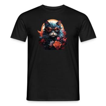 Katze - Männer T-Shirt - Schwarz - Vorne - AI Model Male 178 light (178cm)
