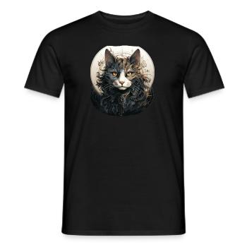 Katze - Männer T-Shirt - Schwarz - Vorne - AI Model Male 178 light (178cm)