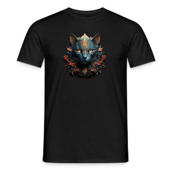 Katze - Männer T-Shirt - Schwarz - Vorne - AI Model Male 178 light (178cm)