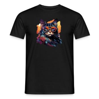 Katze - Männer T-Shirt - Schwarz - Vorne - AI Model Male 178 light (178cm)