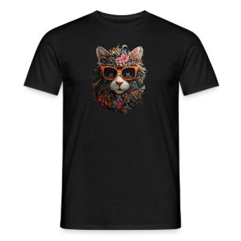 Katze - Männer T-Shirt - Schwarz - Vorne - AI Model Male 178 light (178cm)