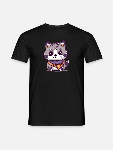 Waschbär - Kawaii Style - Männer T-Shirt - Schwarz