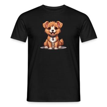Hund - Kawaii Style - Männer T-Shirt - Schwarz - Vorne - AI Model Male 178 light (178cm)