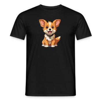 Hund - Kawaii Style - Männer T-Shirt - Schwarz - Vorne - AI Model Male 178 light (178cm)