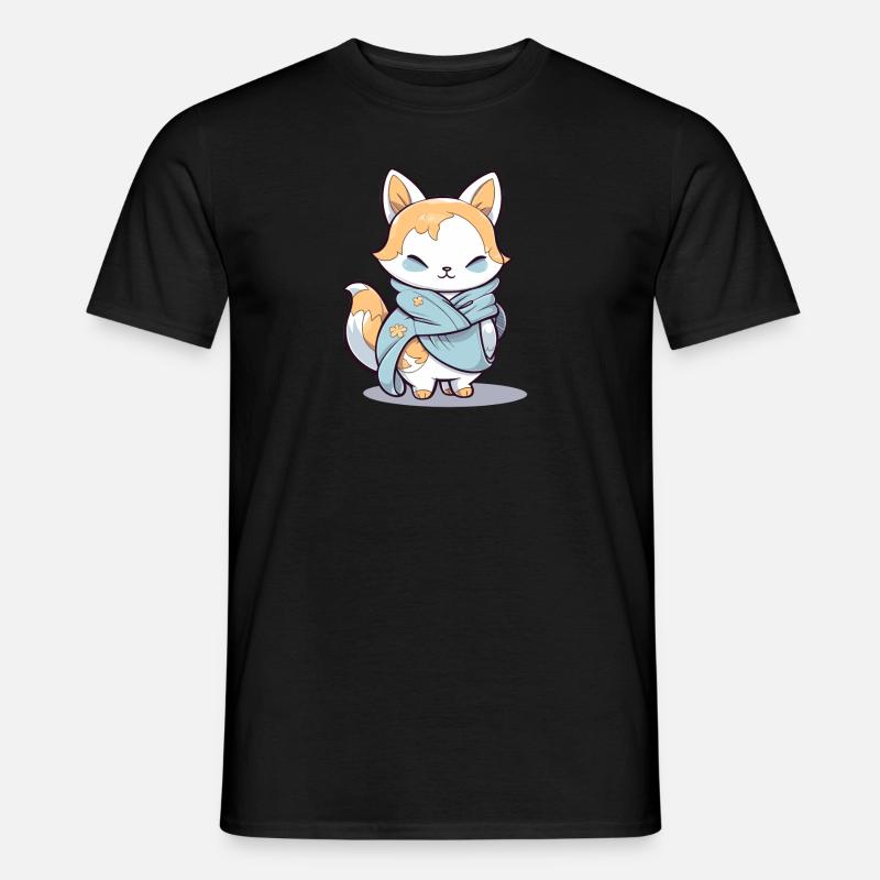 Fuchs - Kawaii Style - Männer T-Shirt - Schwarz