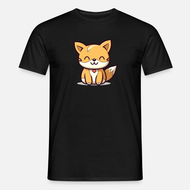 Fuchs - Kawaii Style - Männer T-Shirt - Schwarz