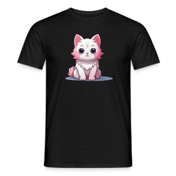 Katze - Kawaii Style - Männer T-Shirt - Schwarz - Vorne - AI Model Male 178 light (178cm)