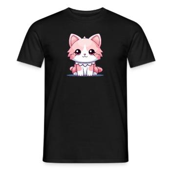 Katze - Kawaii Style - Männer T-Shirt - Schwarz - Vorne - AI Model Male 178 light (178cm)