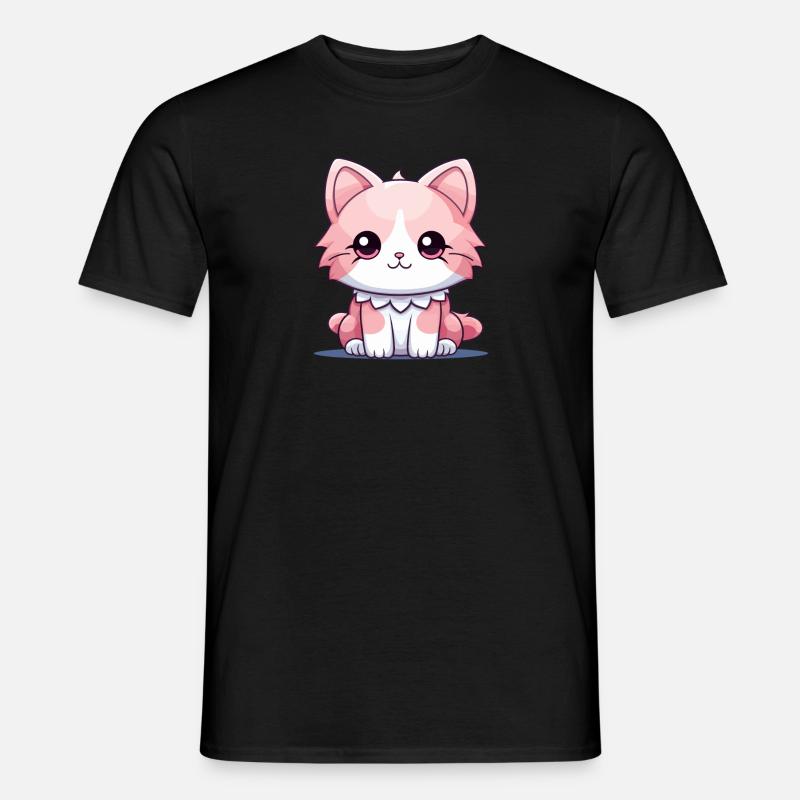 Katze - Kawaii Style - Männer T-Shirt - Schwarz