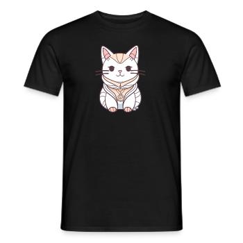 Katze - Kawaii Style - Männer T-Shirt - Schwarz - Vorne - AI Model Male 178 light (178cm)