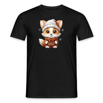 Design de Noël Renard - Style Kawaii - T-shirt homme - noir - Devant - AI Model Male 178 light (178cm)