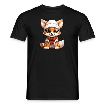 Design de Noël Renard - Style Kawaii - T-shirt homme - noir - Devant - AI Model Male 178 light (178cm)