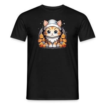 Design de Noël de chat - Style Kawaii - T-shirt homme - noir - Devant - AI Model Male 178 light (178cm)