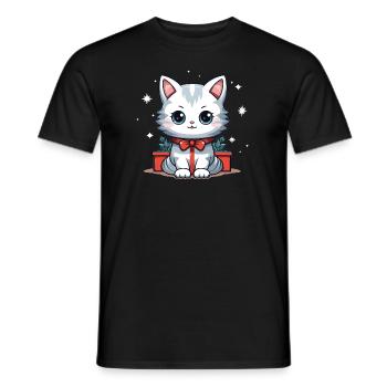 Design de Noël de chat - Style Kawaii - T-shirt homme - noir - Devant - AI Model Male 178 light (178cm)