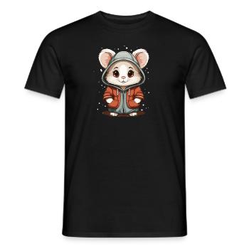 Souris Noël Design - Style Kawaii - T-shirt homme - noir - Devant - AI Model Male 178 light (178cm)