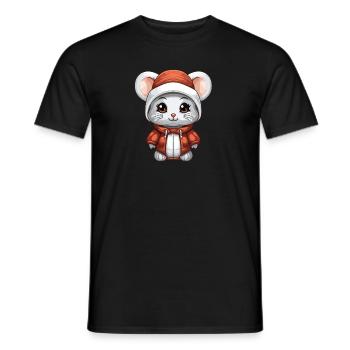 Souris Noël Design - Style Kawaii - T-shirt homme - noir - Devant - AI Model Male 178 light (178cm)
