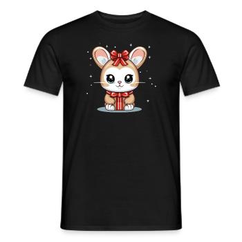 Design de Noël lapin - Style Kawaii - T-shirt homme - noir - Devant - AI Model Male 178 light (178cm)
