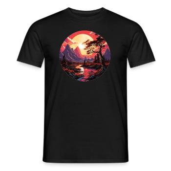 Landscape - Illustration - Men's T-Shirt - black - Front - AI Model Male 178 light (178cm)
