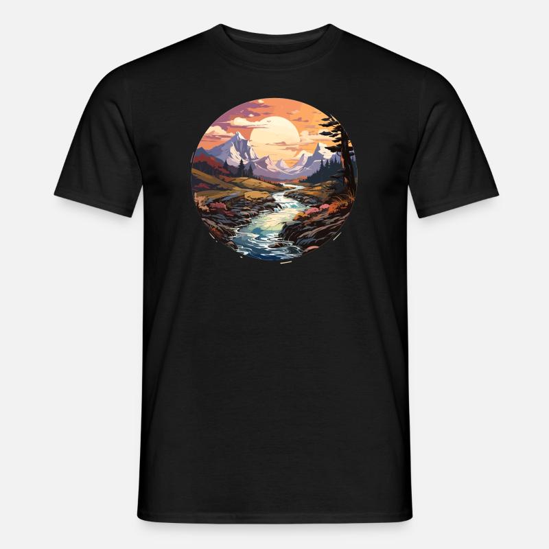 Landschaft - Illustration - Männer T-Shirt - Schwarz