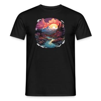 Landscape - Illustration - Men's T-Shirt - black - Front - AI Model Male 178 light (178cm)