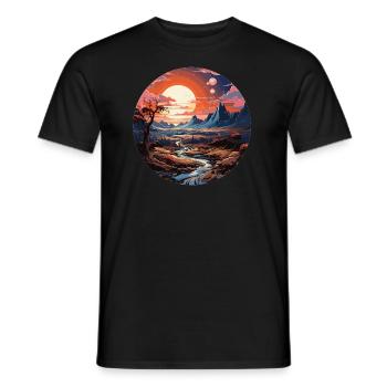 Landscape - Illustration - Men's T-Shirt - black - Front - AI Model Male 178 light (178cm)