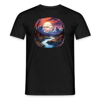 Landscape - Illustration - Men's T-Shirt - black - Front - AI Model Male 178 light (178cm)