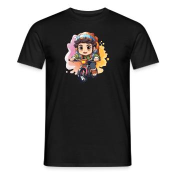 Fahrradfahrer Design - Kawaii Style - Männer T-Shirt - Schwarz - Vorne - AI Model Male 178 light (178cm)