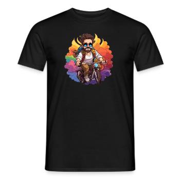 Fahrradfahrer Design - Kawaii Style - Männer T-Shirt - Schwarz - Vorne - AI Model Male 178 light (178cm)