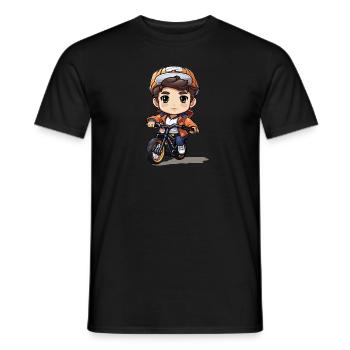Fahrradfahrer Design - Kawaii Style - Männer T-Shirt - Schwarz - Vorne - AI Model Male 178 light (178cm)
