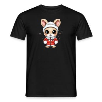 Design de Noël lapin - Style Kawaii - T-shirt homme - noir - Devant - AI Model Male 178 light (178cm)