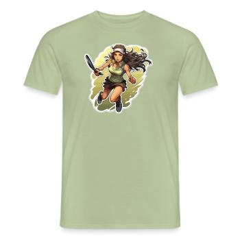 Tennisser - illustratie - Heren T-shirt - saliegroen - Voor - AI Model Male 178 light (178cm)