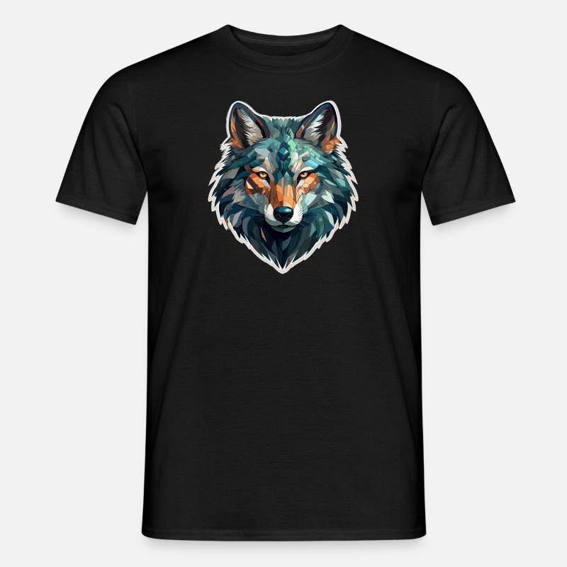 Wolf - Illustration - Männer T-Shirt - Schwarz