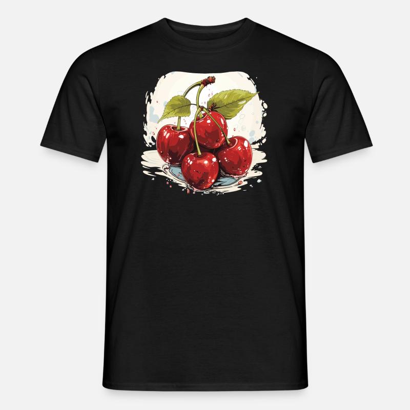 Kirsche - Illustration - Männer T-Shirt - Schwarz