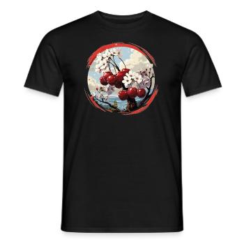 Cherry - illustration - Men's T-Shirt - black - Front - AI Model Male 178 light (178cm)
