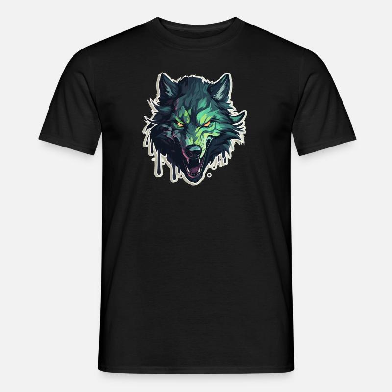 Wolf - Illustration - Men's T-shirt - black