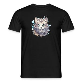 Chat - illustration - T-shirt homme - noir - Devant - AI Model Male 178 light (178cm)