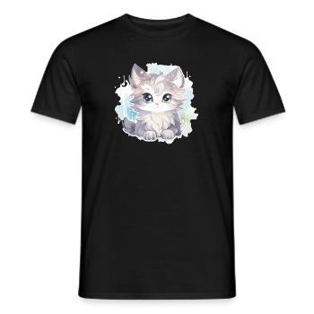 Chat - illustration - T-shirt homme - noir - Devant - AI Model Male 178 light (178cm)