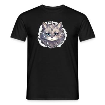 Chat - illustration - T-shirt homme - noir - Devant - AI Model Male 178 light (178cm)