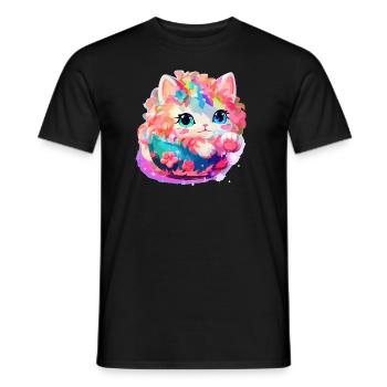 Chat - illustration - T-shirt homme - noir - Devant - AI Model Male 178 light (178cm)