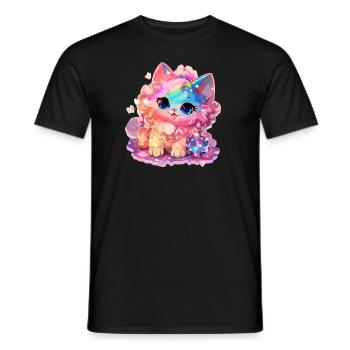 Chat - illustration - T-shirt homme - noir - Devant - AI Model Male 178 light (178cm)