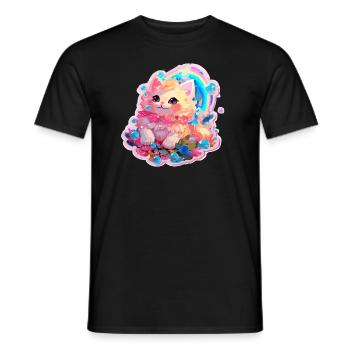 Chat - illustration - T-shirt homme - noir - Devant - AI Model Male 178 light (178cm)