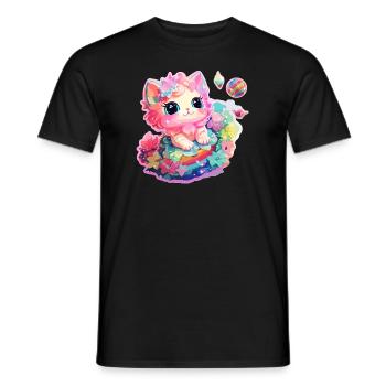 Chat - illustration - T-shirt homme - noir - Devant - AI Model Male 178 light (178cm)
