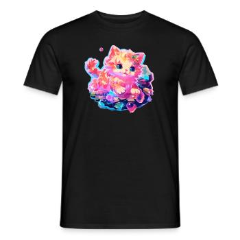 Chat - illustration - T-shirt homme - noir - Devant - AI Model Male 178 light (178cm)