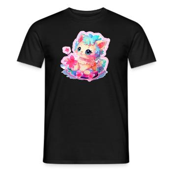 Chat - illustration - T-shirt homme - noir - Devant - AI Model Male 178 light (178cm)
