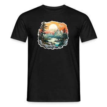 Paysage - Illustration - T-shirt homme - noir - Devant - AI Model Male 178 light (178cm)