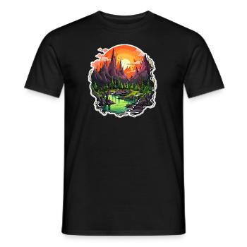 Paysage - Illustration - T-shirt homme - noir - Devant - AI Model Male 178 light (178cm)