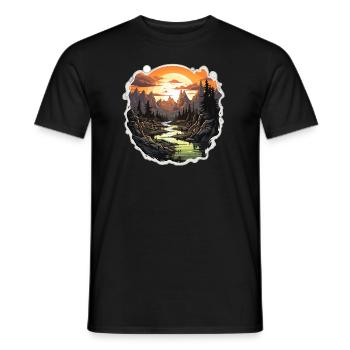 Landscape - Illustration - Men's T-Shirt - black - Front - AI Model Male 178 light (178cm)