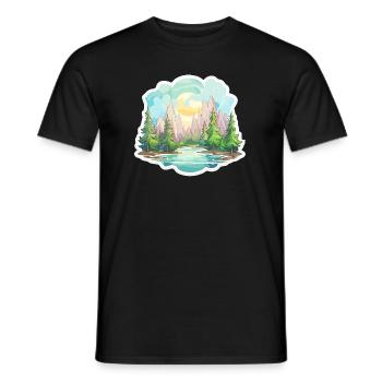 Landscape - Illustration - Men's T-Shirt - black - Front - AI Model Male 178 light (178cm)